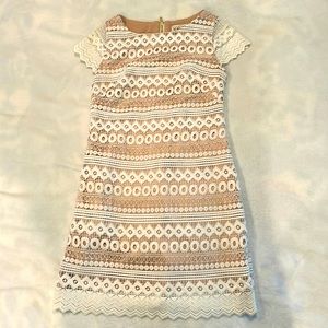 Eliza J White Overlay Shift Dress